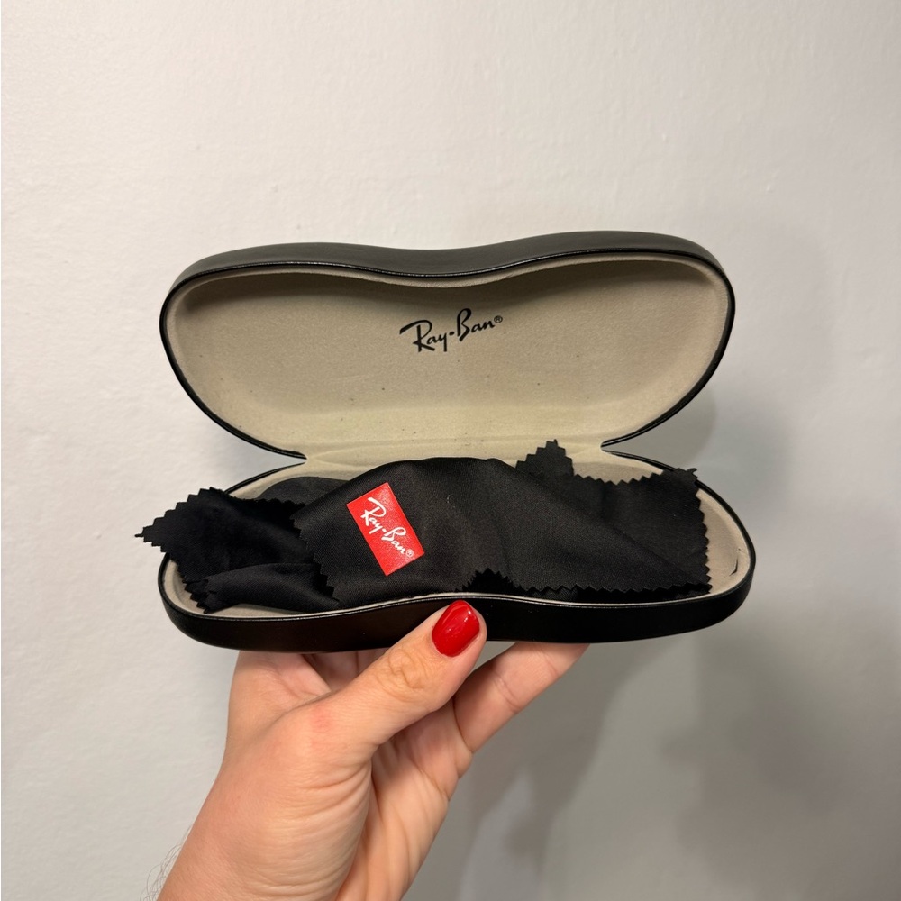 Ray-Ban Black Glasses Case with Red Tag Cloth